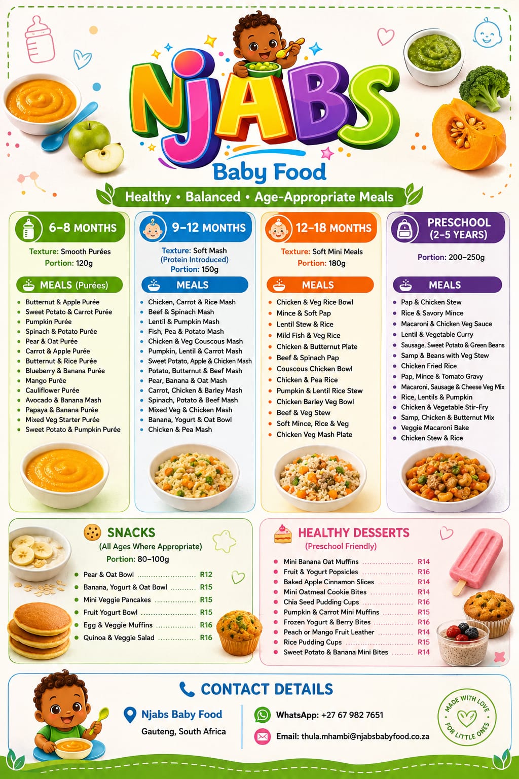 Njabs Baby Food Full Menu